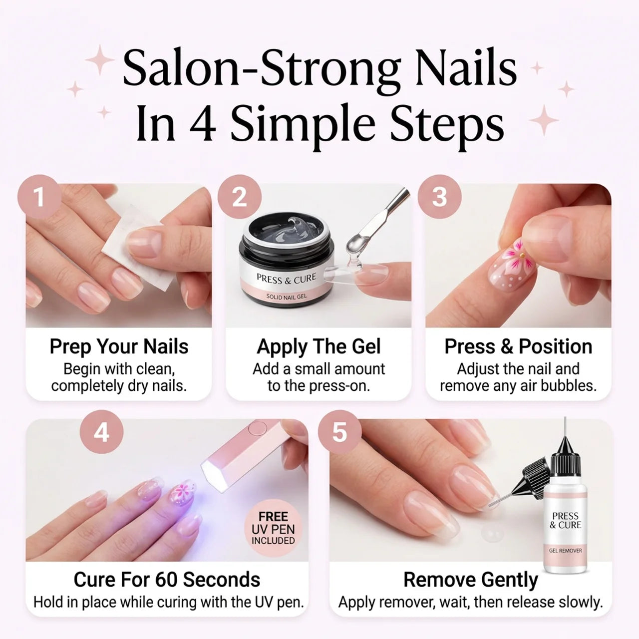 Press & Cure Nail Gel Set
